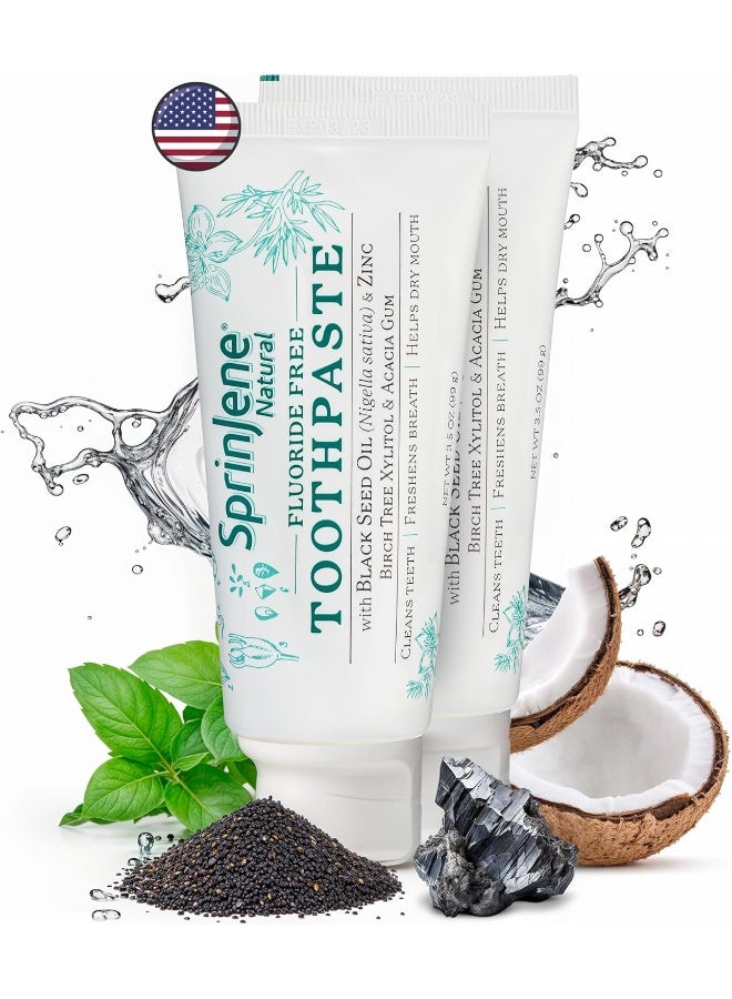 SprinJene Natural Adult Fluoride Free Toothpaste - 2 Pack Bundle - Image 1